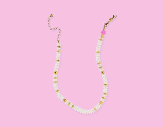 Allison Pearl and Gold Beaded Necklace