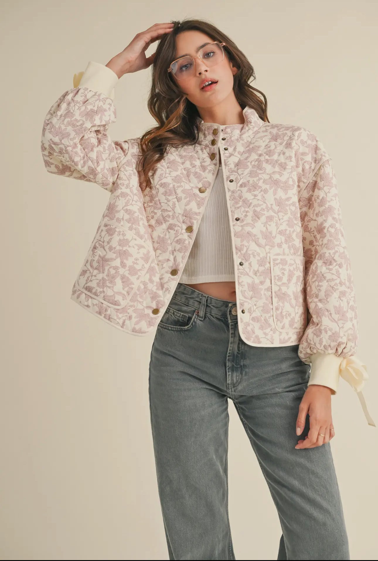 Pink Floral Quilted Jacket