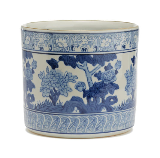 Blue & White Garden Scene Planter