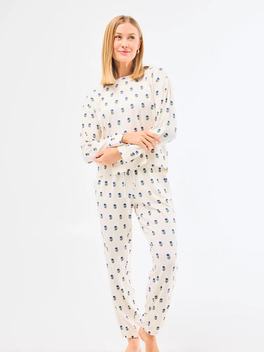 Sophie Jogger Pant Set-Floral Foulard Navy
