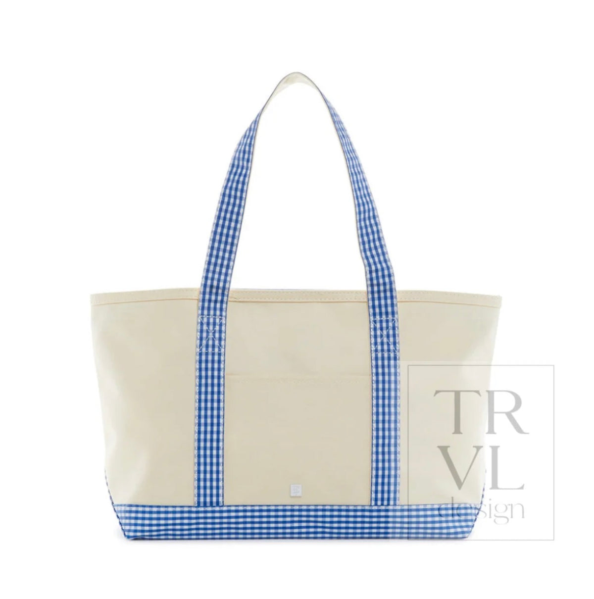 TRVL Medium Tote-Coated Canvas with Gingham Royal