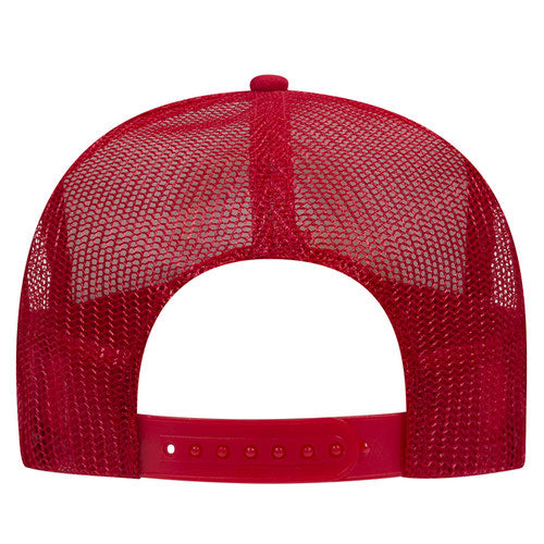 Red and White 5 Panel High Crown Mesh Back Trucker Hat
