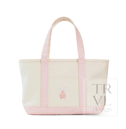 TRVL Medium Tote-Coated Canvas with Ballet Taffy Trim