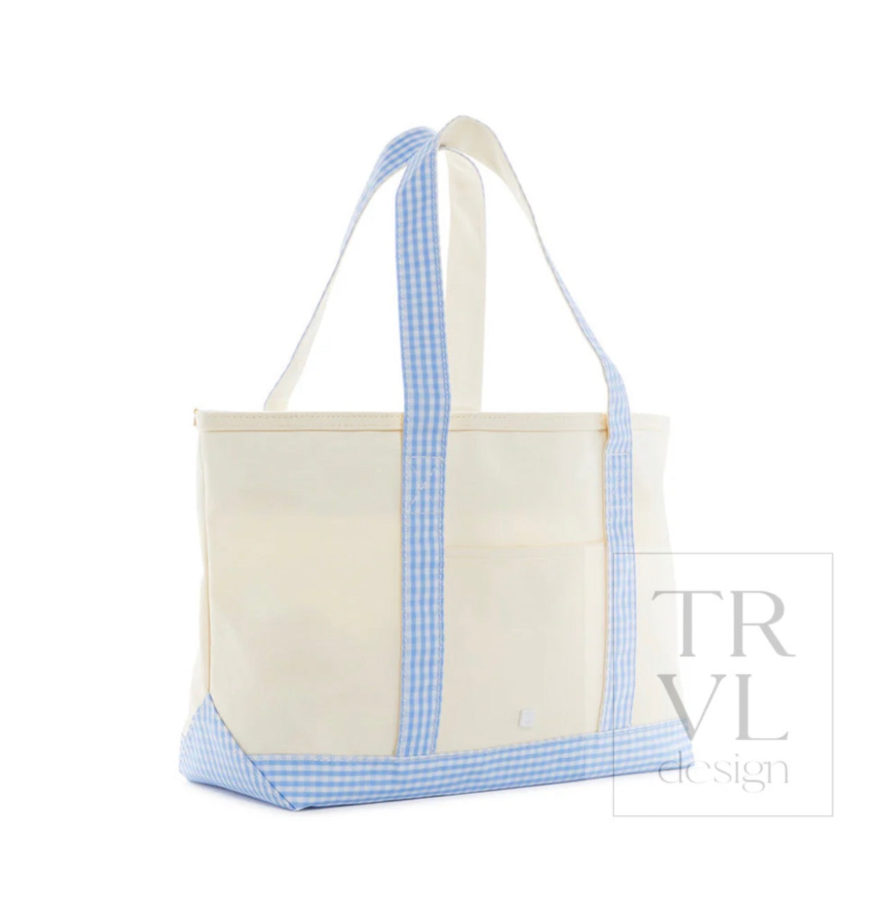 TRVL Medium Tote-Coated Canvas with Gingham Sky