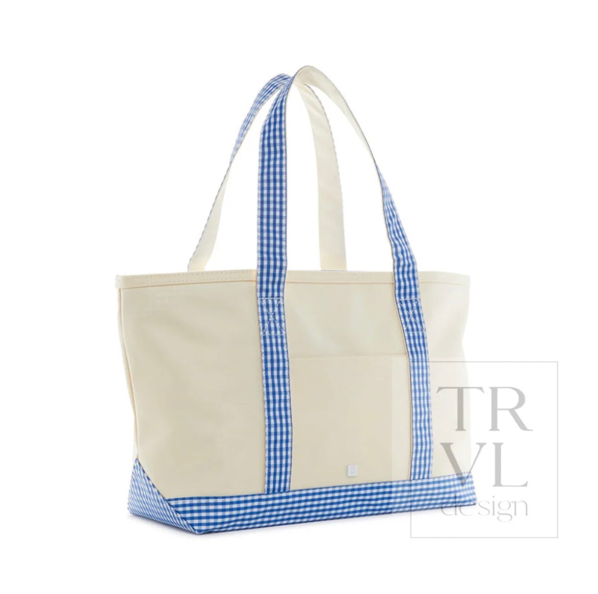 TRVL Medium Tote-Coated Canvas with Gingham Royal