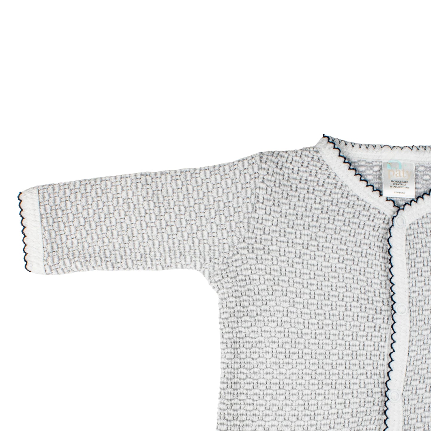 Paty Knit Solid Color Footie-Grey with Blue-3 month