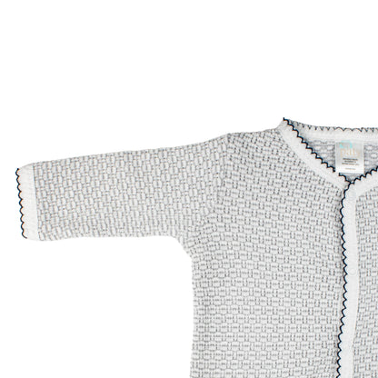 Paty Knit Solid Color Footie-Grey with Blue-3 month