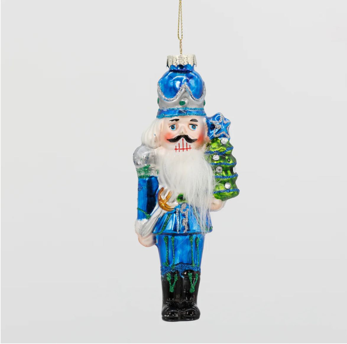 Blue Glass Nutcracker Ornament