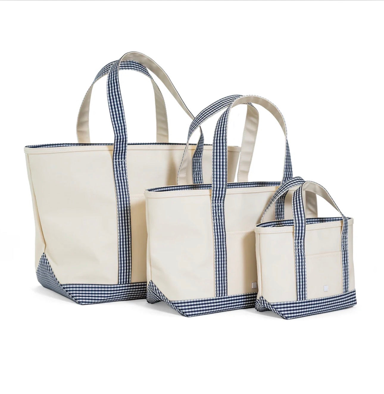 TRVL Mini Tote-Coated Canvas Navy Gingham