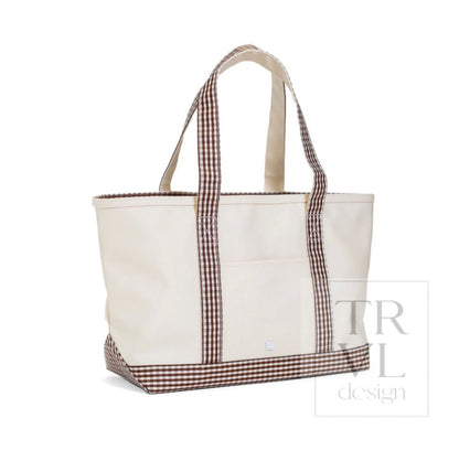 TRVL Medium Tote-Coated Canvas with Gingham Coco