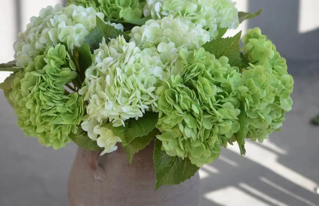 Real Touch Light Green Hydrangea Stem-12.5in