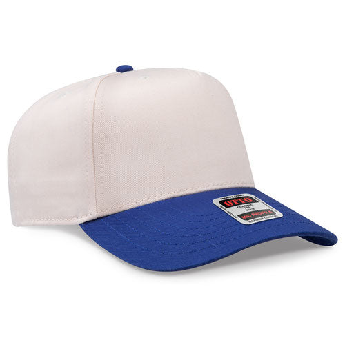 Blue and Natural Canvas 5 Panel Mid Profile Baseball Cap