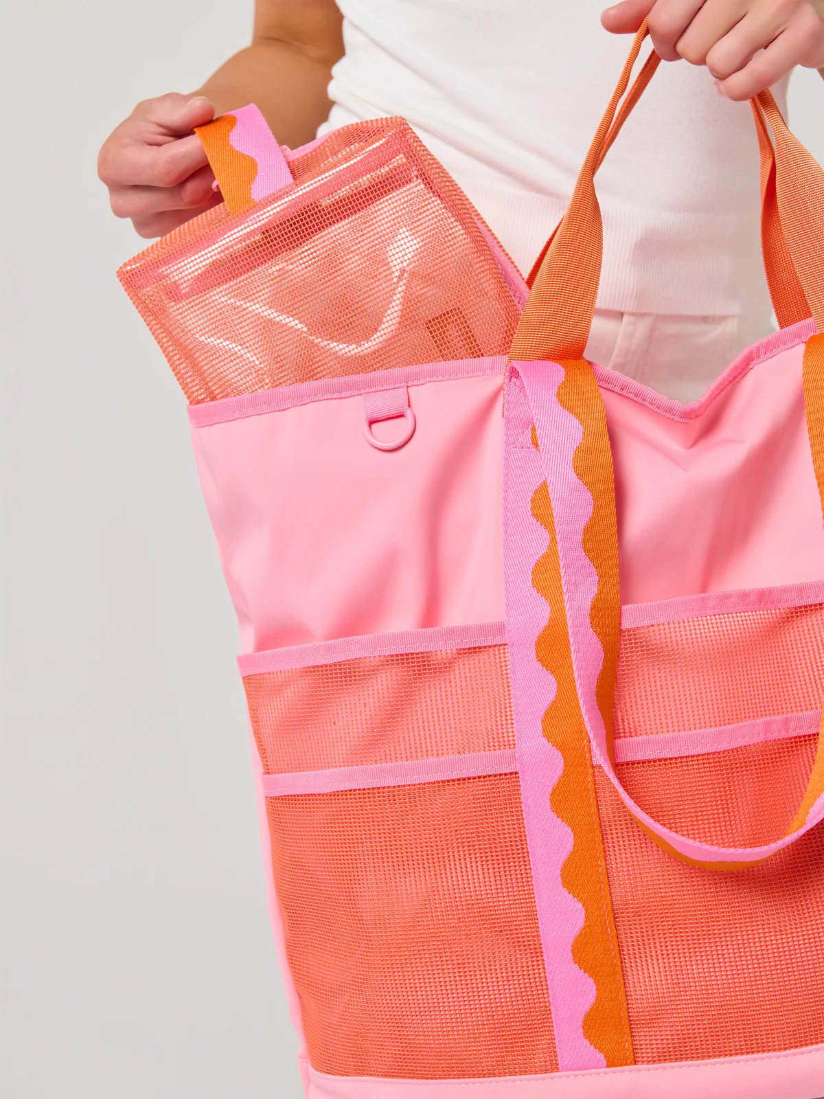 Camden Mesh Zip Pouch-pink and orange