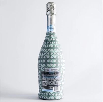 Green and White Cane Bottle Wrap- Prosecco Edition