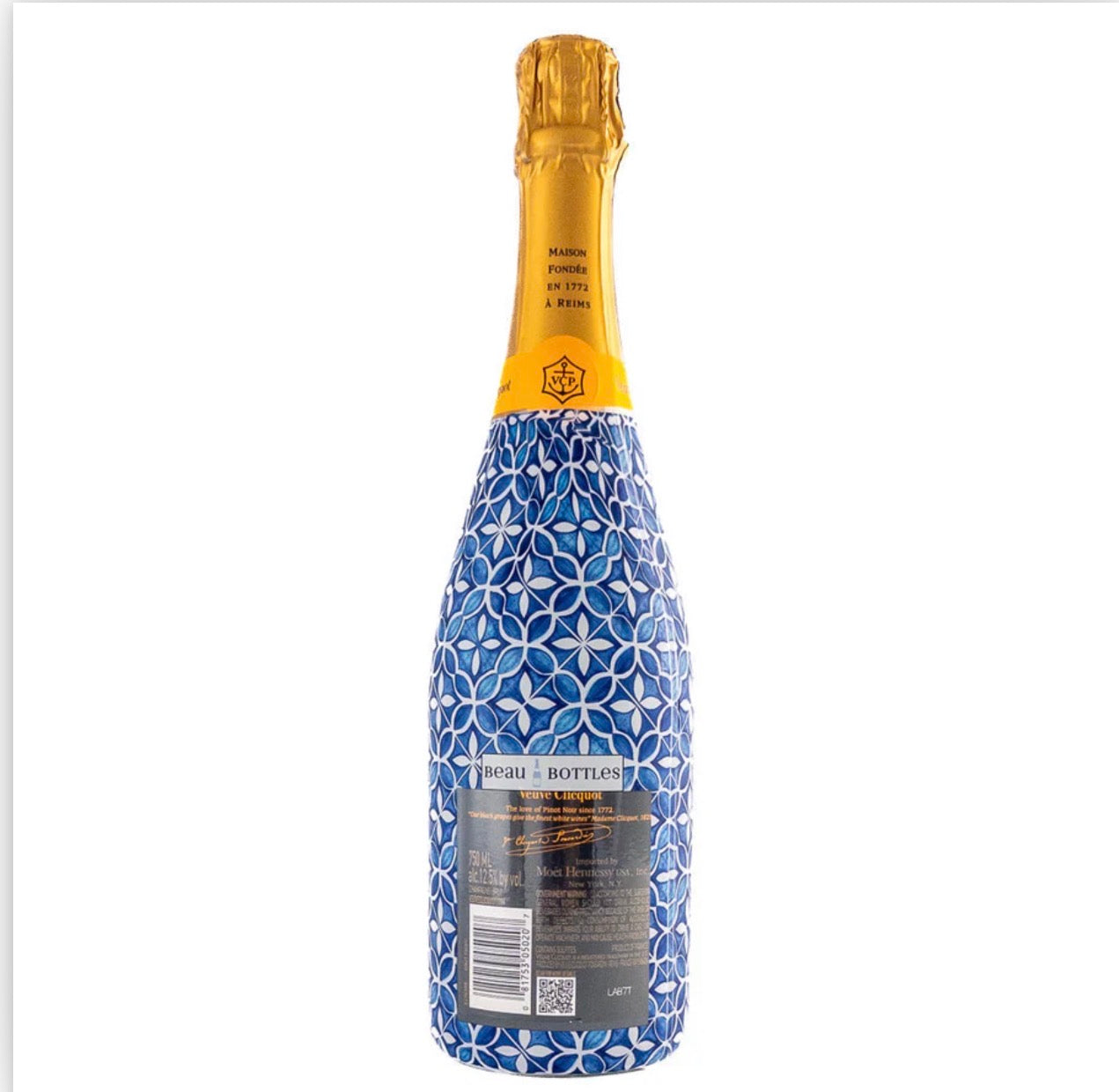Blue and White Tile Bottle Wrap-Champagne Edition