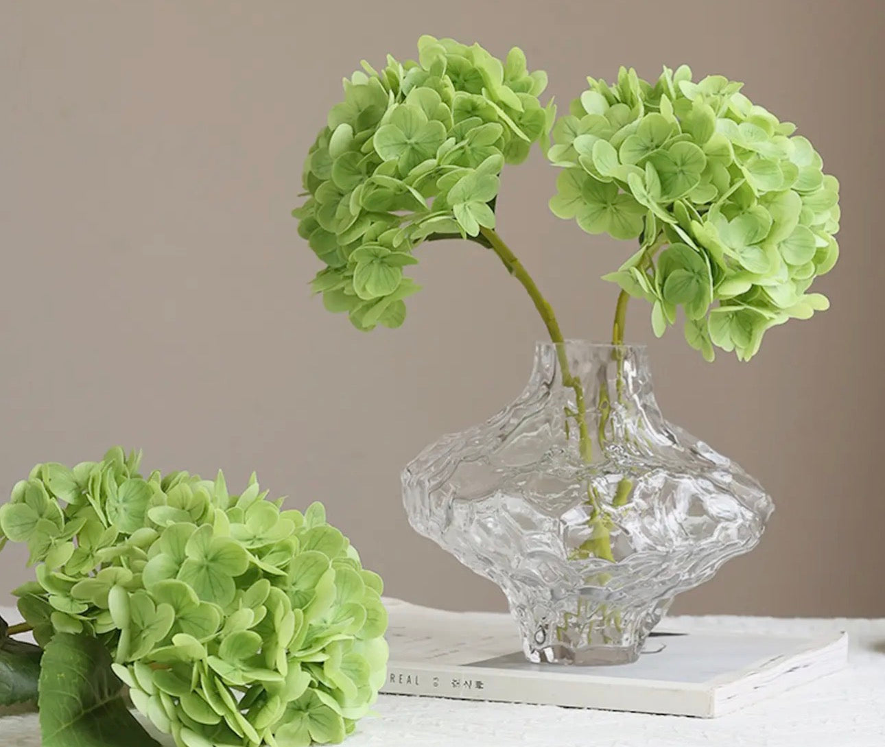 Real Touch Green Hydrangea Stem-12.5in