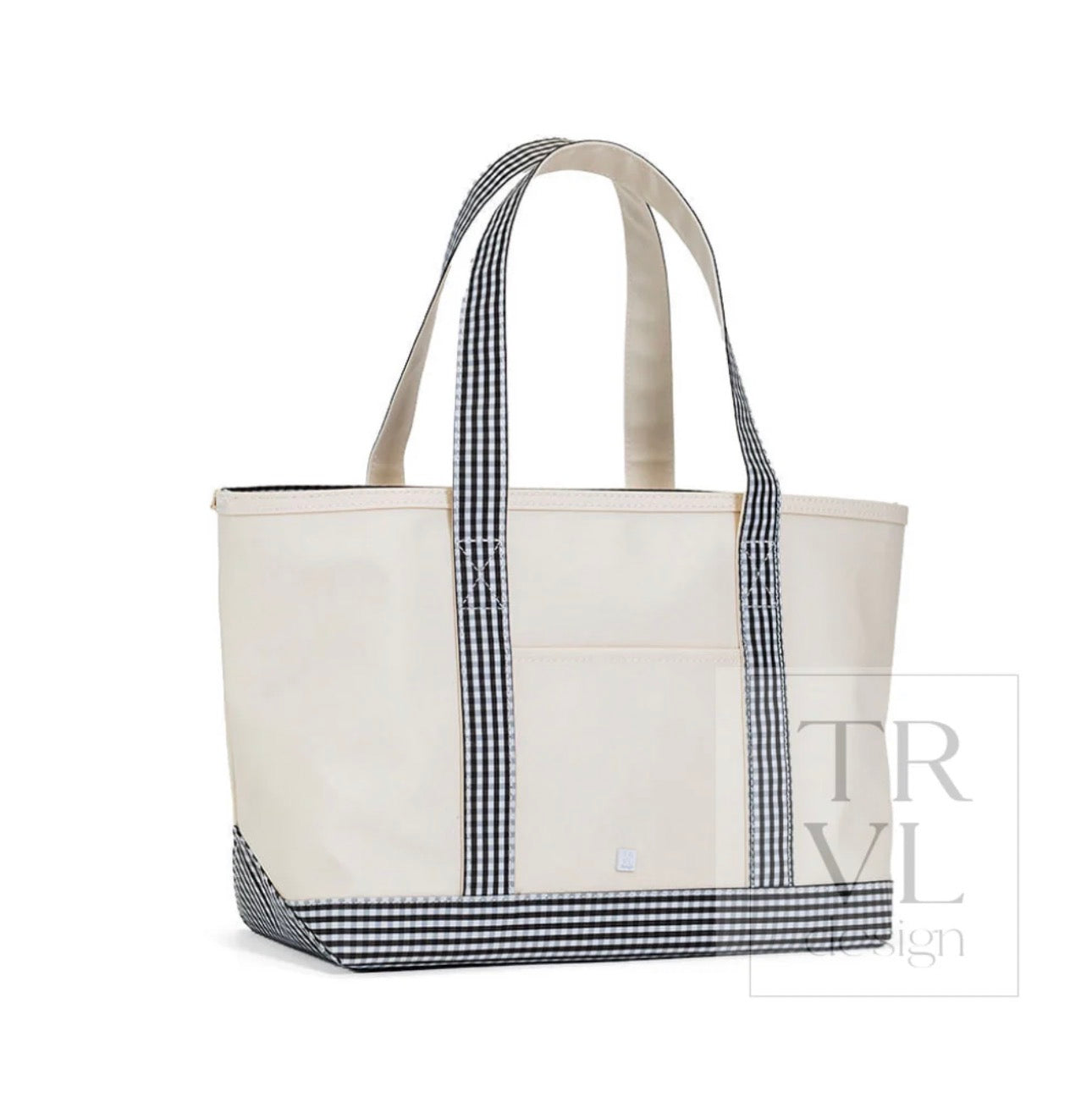 TRVL Medium Tote-Coated Canvas with Gingham Black