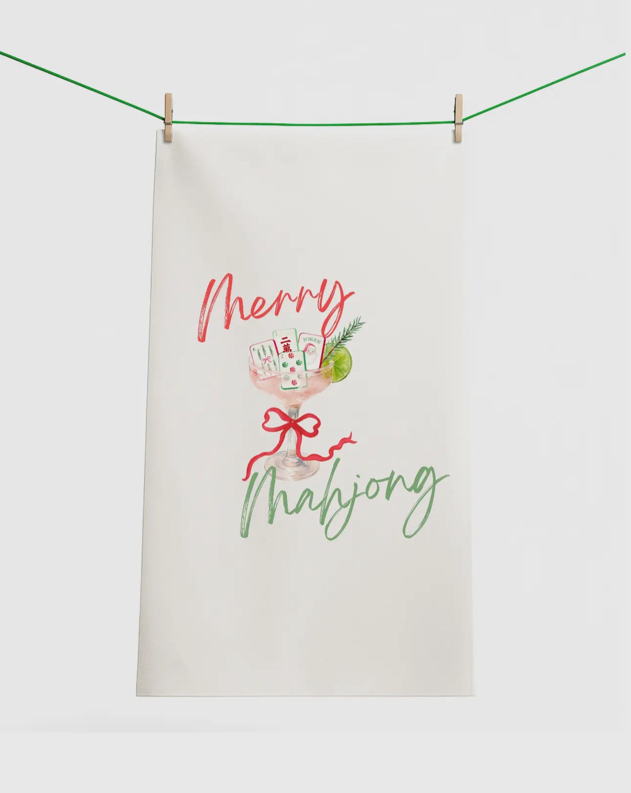 Merry Mahjong Tea Towel