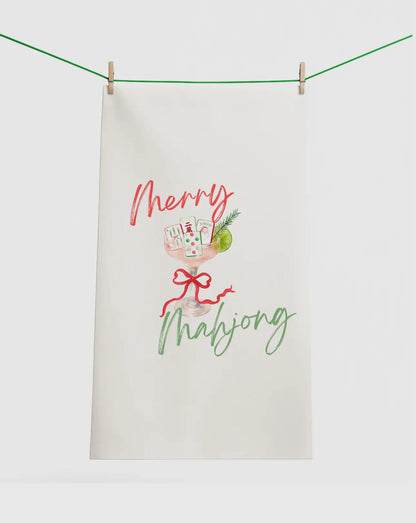 Merry Mahjong Tea Towel