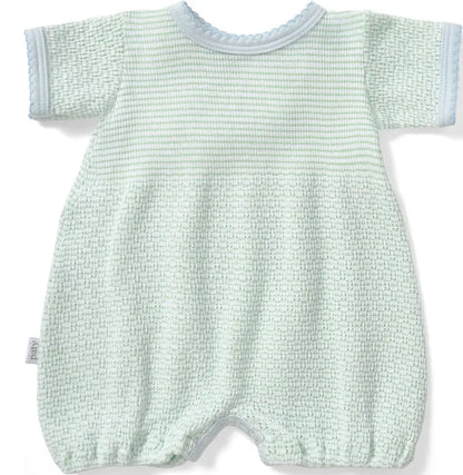 Paty Knit Solid Color Bubble with Pima Trim-Mint with Blue Trim-Newborn