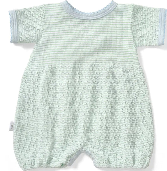Paty Knit Solid Color Bubble with Pima Trim-Mint with Blue Trim-Newborn
