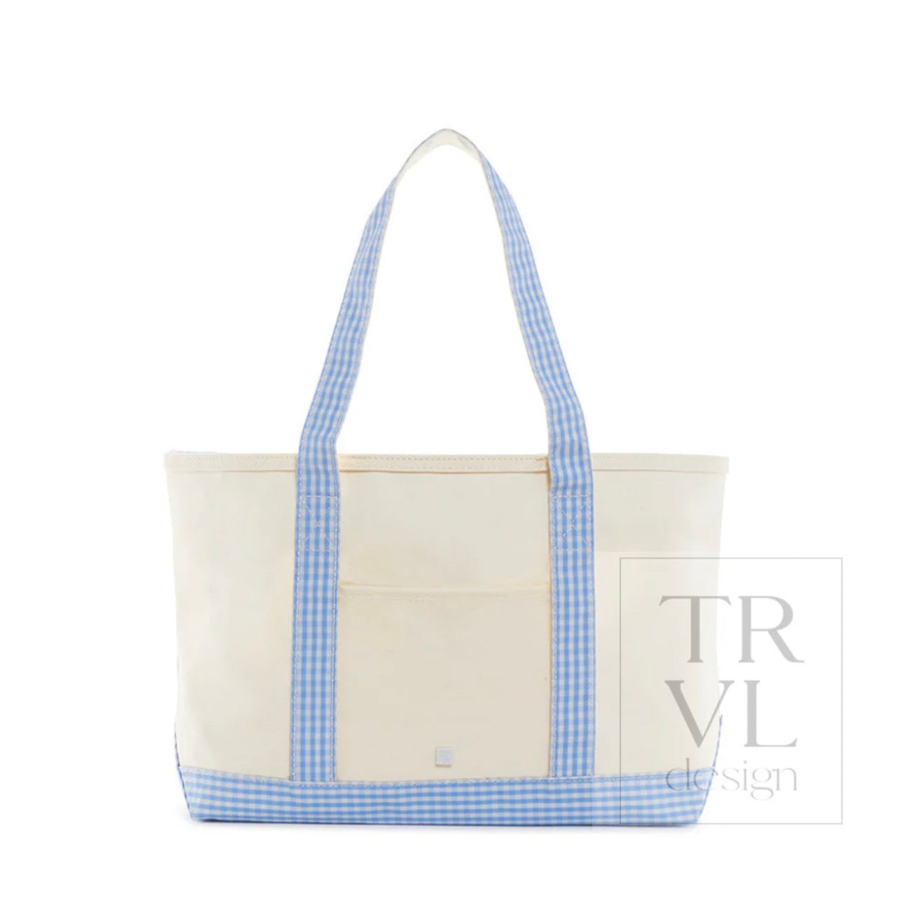 TRVL Medium Tote-Coated Canvas with Gingham Sky