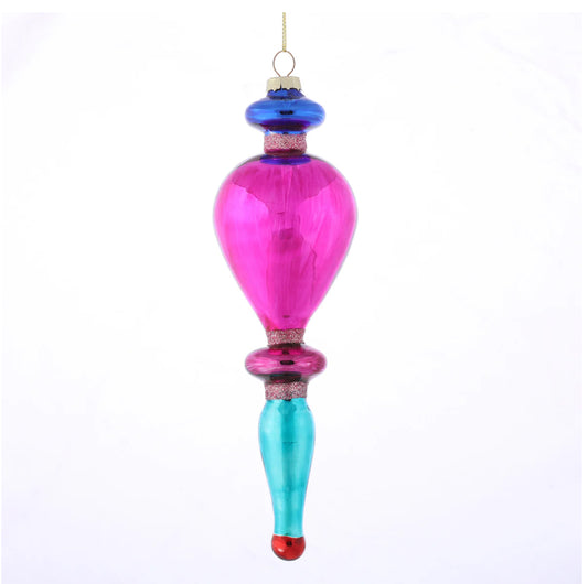Multi Colored Glass Finial Ornament- B
