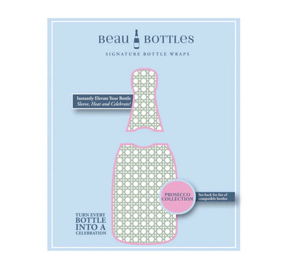 Green and White Cane Bottle Wrap- Prosecco Edition