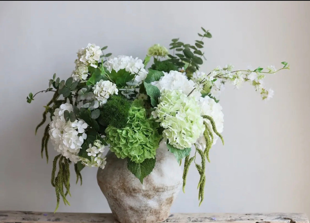 Real Touch Light Green Hydrangea Stem-12.5in