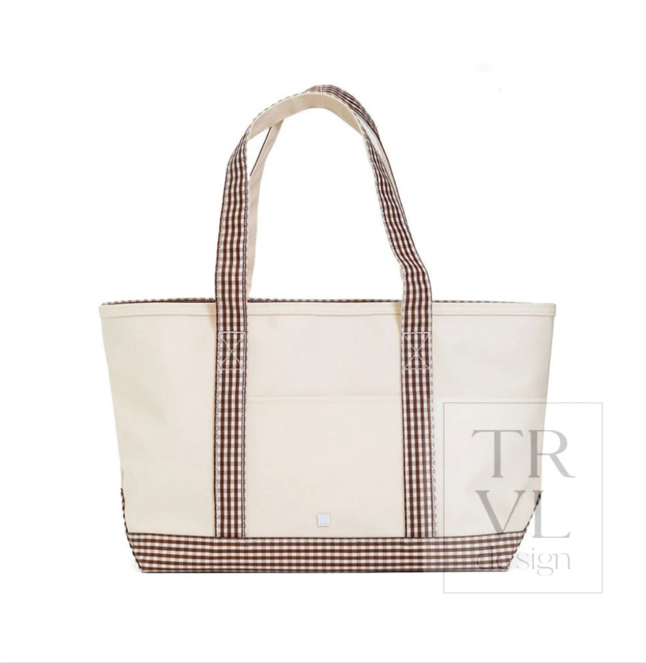 TRVL Medium Tote-Coated Canvas with Gingham Coco