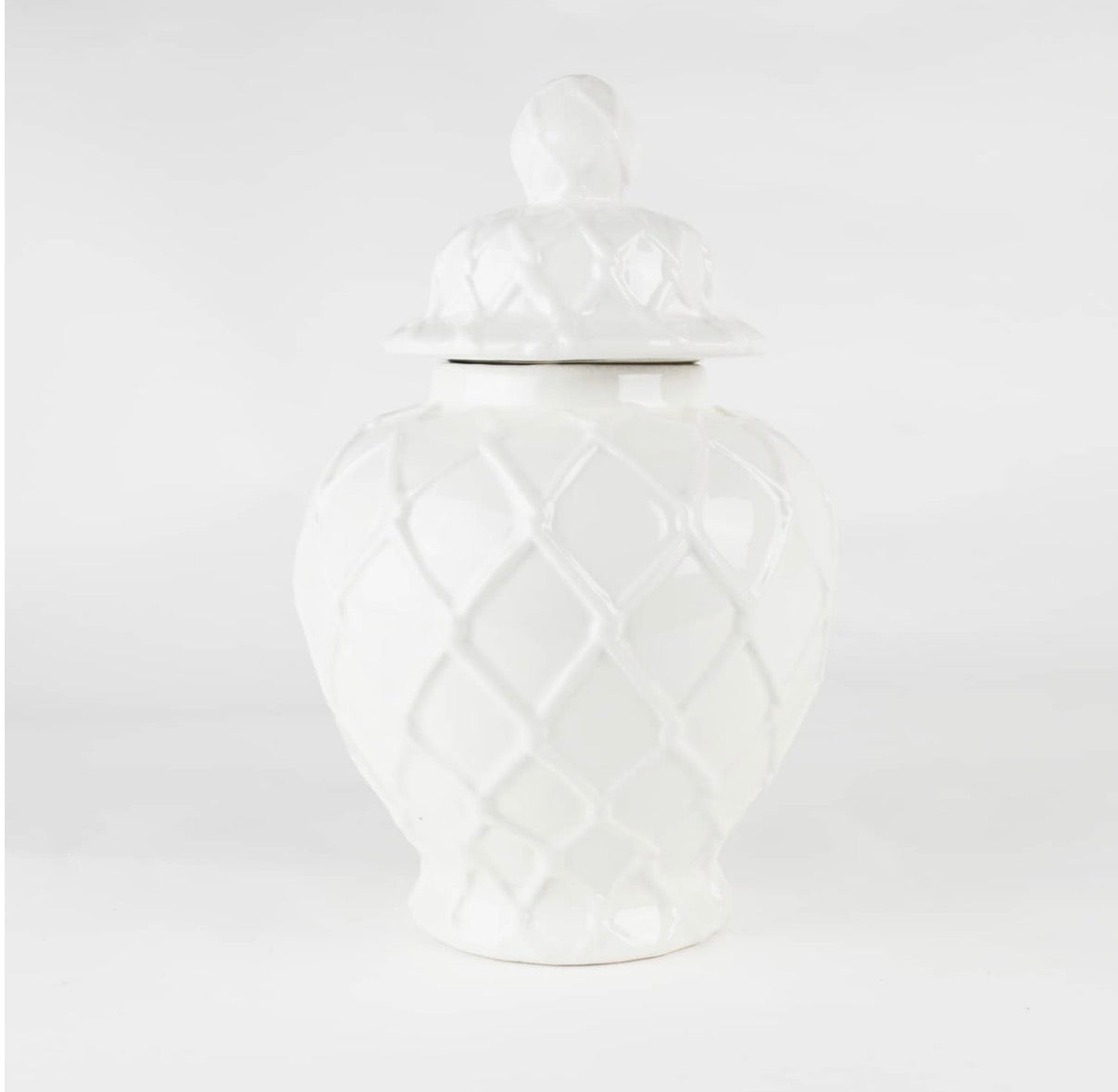 White Textured Ginger Jar-Large