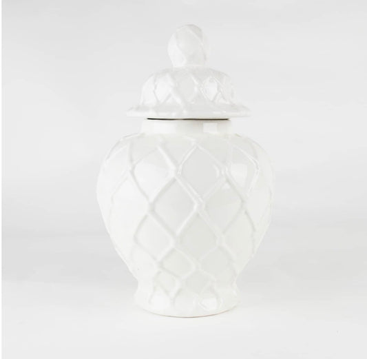 White Textured Ginger Jar-Large
