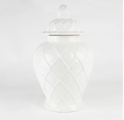 White Textured Ginger Jar-Extra Large