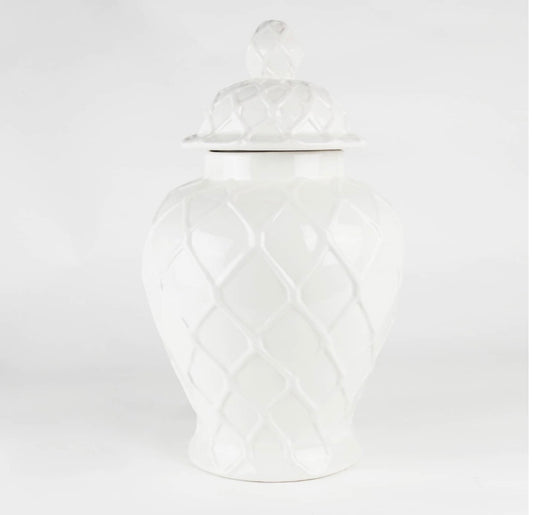 White Textured Ginger Jar-Extra Large