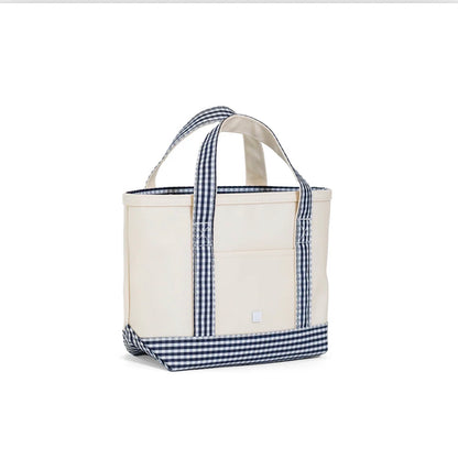 TRVL Mini Tote-Coated Canvas Navy Gingham