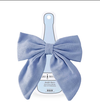 Blue Linen Bottle Bow