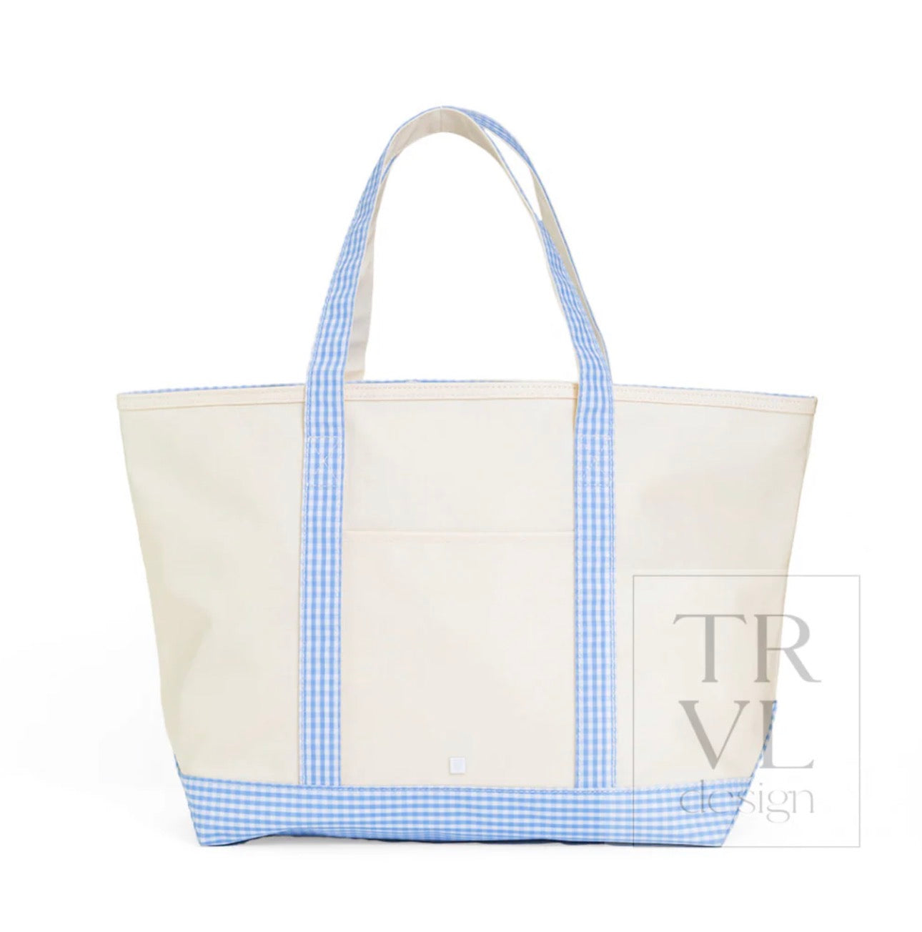 TRVL Maxi Tote-Coated Canvas with Gingham Sky