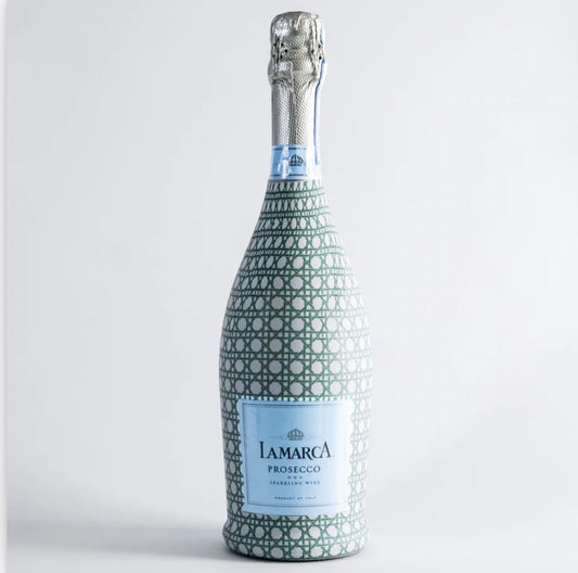Sage and White Cane Bottle Wrap- Prosecco Edition