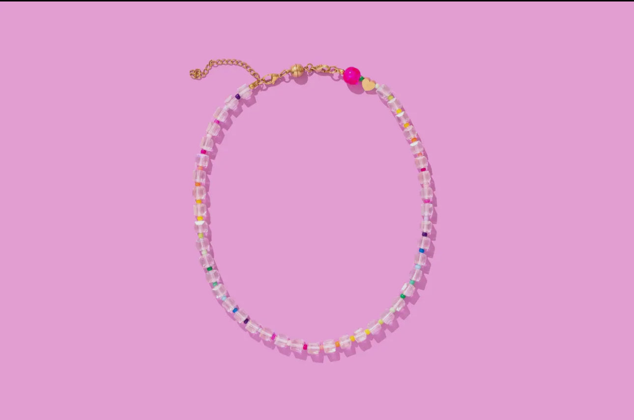 Clear and Multi-Colored Beaded Necklace