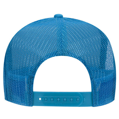Neon Blue 5 Panel High Crown Mesh Back Trucker Hat