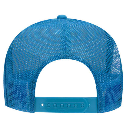 Neon Blue 5 Panel High Crown Mesh Back Trucker Hat