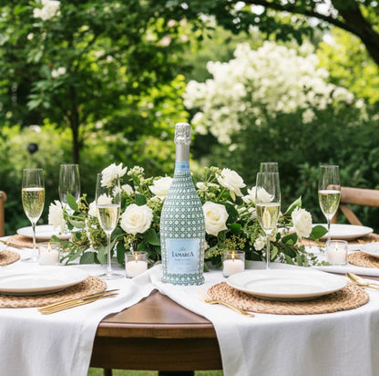 Green and White Cane Bottle Wrap- Prosecco Edition