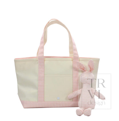 TRVL Medium Tote-Coated Canvas with Gingham Taffy