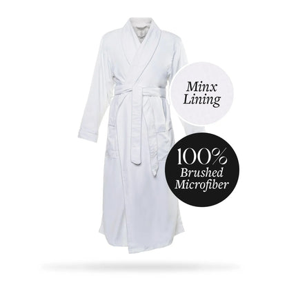 White Microfiber Plush Robe with Minx Plush Lining