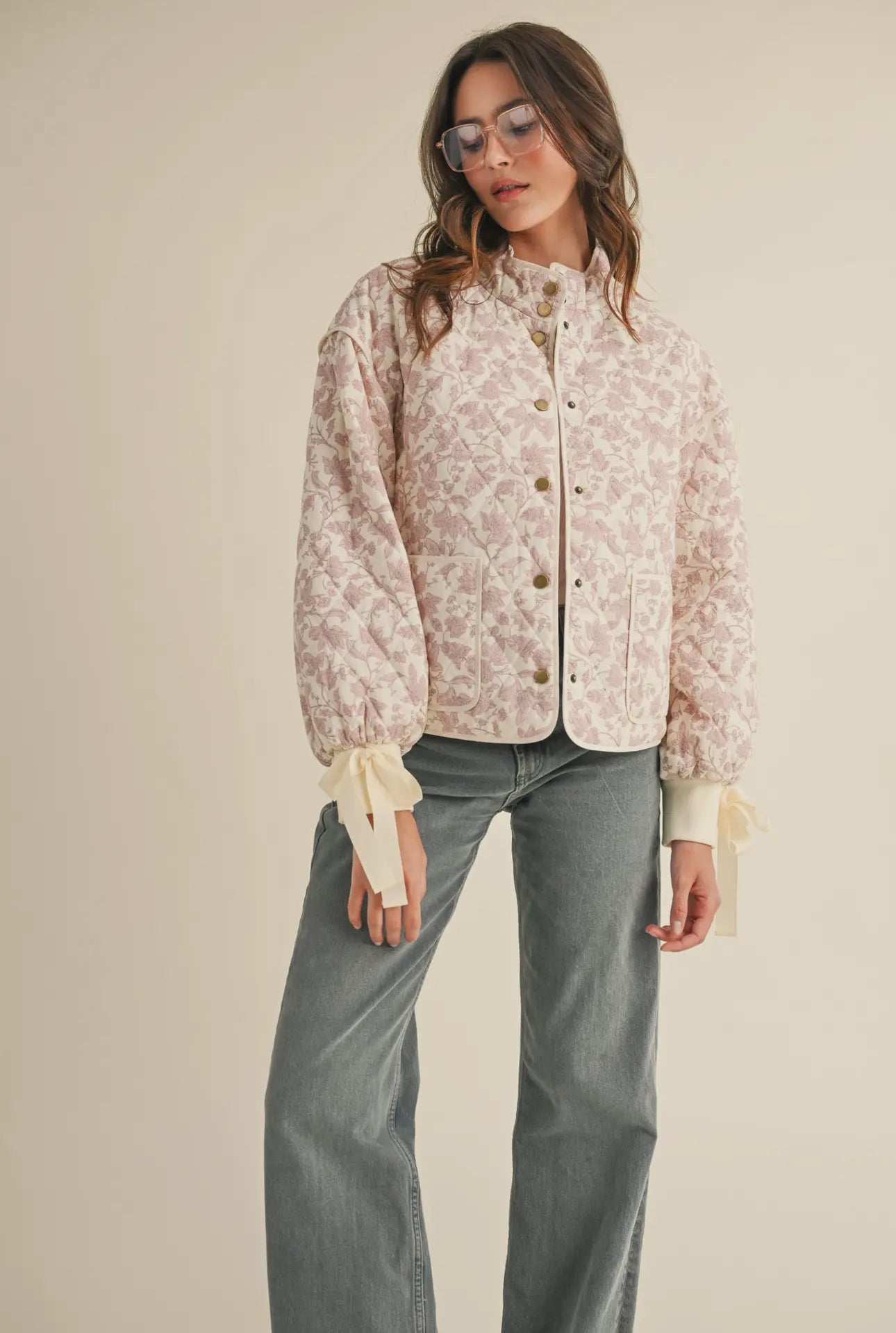 Pink Floral Quilted Jacket