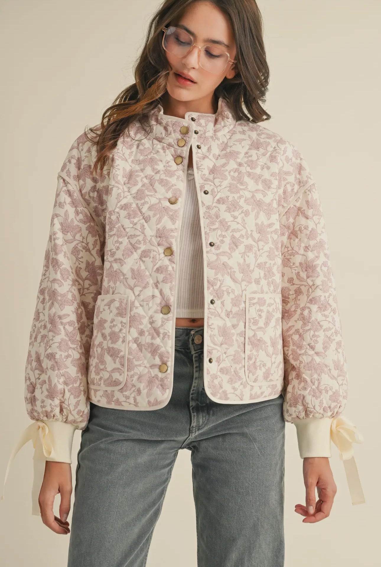 Pink Floral Quilted Jacket