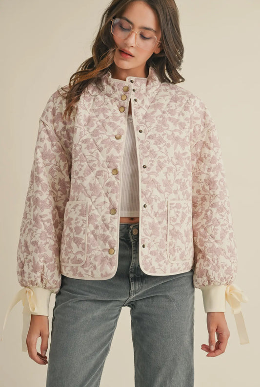 Pink Floral Quilted Jacket