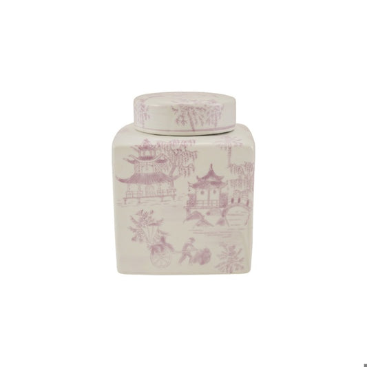 Lilac Chinoiserie Ceramic Ginger Jar