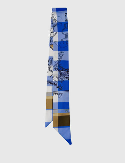 Royal Blue Scarf Necklace with Raya Charm