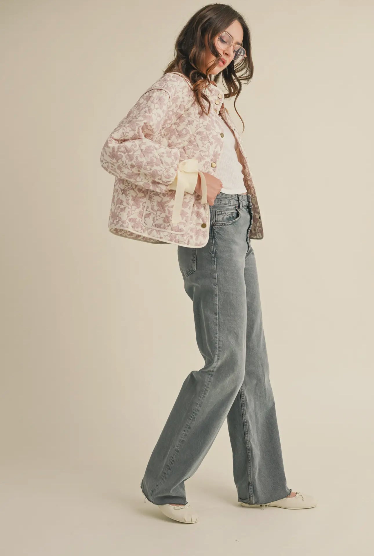 Pink Floral Quilted Jacket